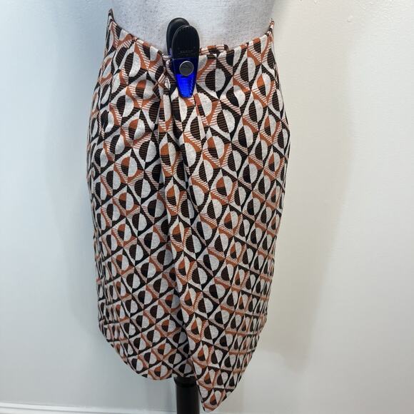 Nine West Skirt size 16 Brown orange Circles Straight Knee Stretch Sweater Knit - Picture 6 of 7